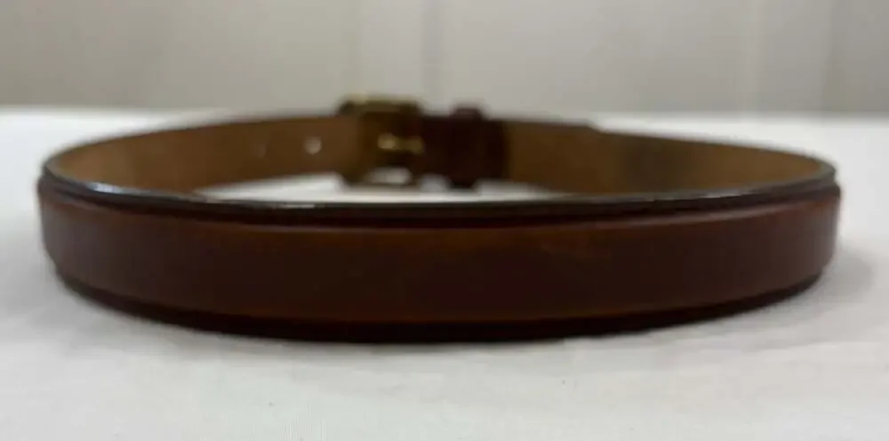 Brown Cowhide Leather Dress Casual Brass Buckle Size 28”